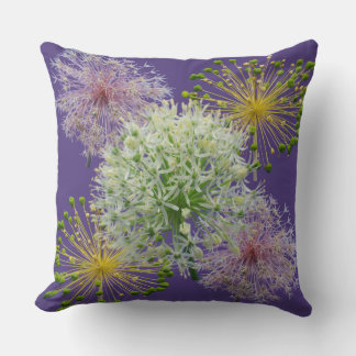 Coussin Collage Fleur de Ail Blanc Esthétique