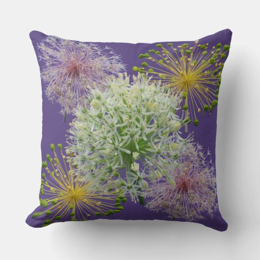Coussin Collage Fleur de Ail Blanc Esthétique (Recto)