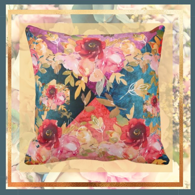 Coussin Collage floral bijou tonique (Créateur téléchargé)