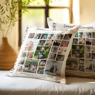Coussin Collage Mémorial Personnalisé de 24 Photos