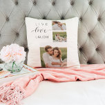 Coussin Collage moderne Couple Photo & Live Love Laugh Cad<br><div class="desc">Collage moderne Couple Photo & Live Love Laugh Cadeau</div>