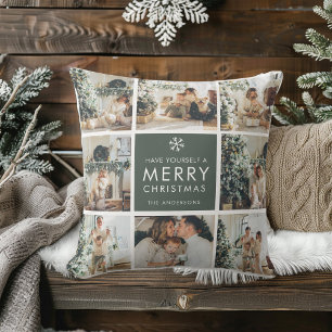 Coussin Collage Moderne « Joyeux Noël » Multi Photo 