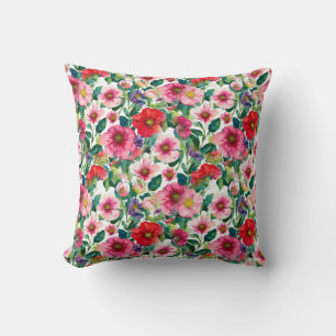 Coussin Collage, motif de fleurs peintes, aquarelle 2