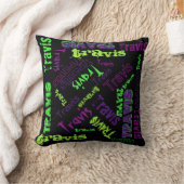 Coussin Collage nommé pourpre violet vert au néon de (Couverture)