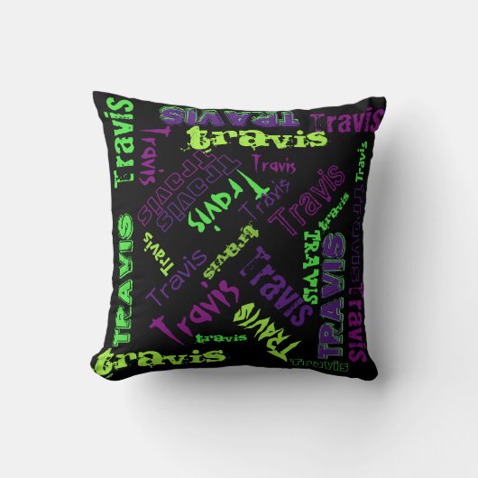 Coussin Collage nommé pourpre violet vert au néon de (Recto)