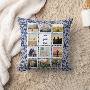 Coussin Collage personnalisé de 11 photos de famille