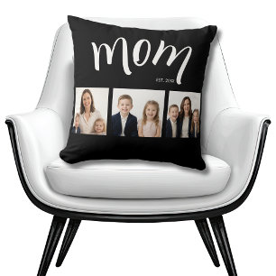 Coussin Collage personnalisé de 3 photos - Maman noire Ann