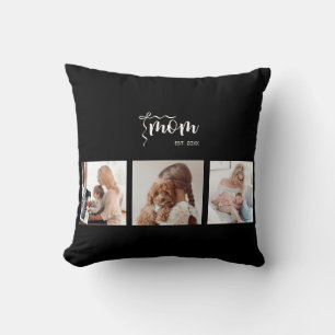 Coussin Collage personnalisé de 3 photos - Maman noire Ann