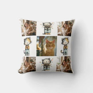 Coussin Collage personnalisé de photos de chat Cadeau d'an