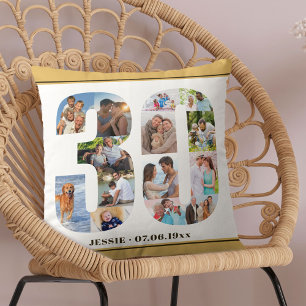 Coussin Collage photo 30e anniversaire Neutral personnalis