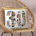 Coussin Collage photo 30e anniversaire Neutre personnalisé<br><div class="desc">Cadeau personnalisé 30e anniversaire. Ce coussin décoratif personnalisé a un collage photo soigné en forme de 30 avec des bordures de sable beige/jaune muet neutre et une typographie moderne en bronze. Le modèle est configuré pour votre nom personnalisé et votre date de naissance (que vous pouvez modifier ou laisser vide)....</div>