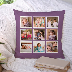 Coussin Collage photo avec couleur de fond personnalisable