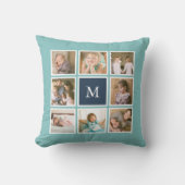 Coussin Collage photo avec monogramme et fond de couleur m (Recto)