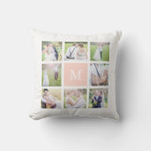 Coussin Collage photo carré simple avec monogramme personn (Recto)