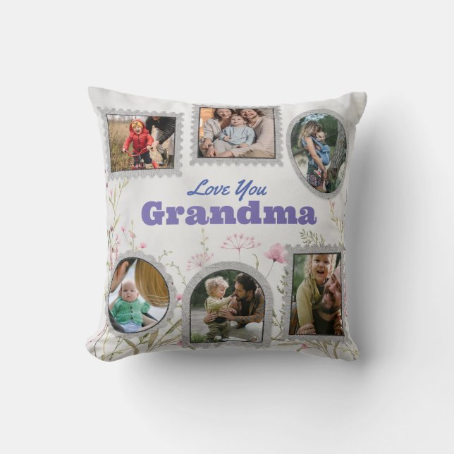 Coussin Collage photo customisé et citation mémorable (Recto)