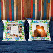 Coussin Collage photo d'anniversaire 65 ans Blue Hydrangea