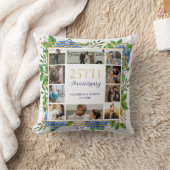 Coussin Collage photo d'anniversaire de 25 ans Blue Hydran (Couverture)