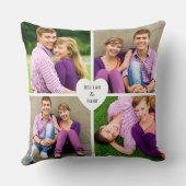 Coussin Collage photo de 4 coeurs avec monogramme (Verso)