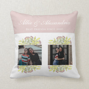 Coussin Collage photo de Chic Pink Best Friends Floral BFF