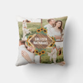 Coussin Collage photo de couple blanc or romantique tourne (Verso)