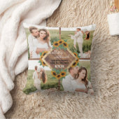 Coussin Collage photo de couple blanc or soleil romantique (Couverture)