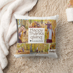Coussin Collage photo de famille de thanksgiving Simple Mo