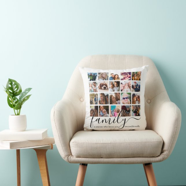 Coussin Collage photo de famille moderne (Chaise)
