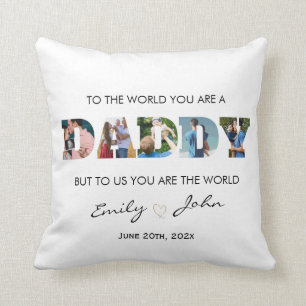 Coussin Collage photo de Fête des pères papa personnali
