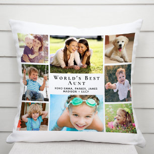 Coussin Collage photo de la meilleure tante au monde perso