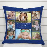 Coussin Collage photo de la meilleure tante du monde bleu<br><div class="desc">Offrez à la meilleure tante du monde un amusant coussin photo collage personnalisé qu'elle chérira pendant des années. Personnalisez avec huit photos de nièces, neveux, autres membres de la famille, animaux domestiques, etc, customisez l'expression "Meilleure tante du monde" et si elle est appelée "Tante", "Tia", etc, et ajoutez des noms...</div>