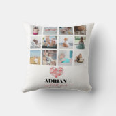 Coussin Collage photo de la première année de bébé en form (Verso)