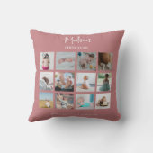 Coussin Collage photo de la première année de bébé Stats d (Verso)