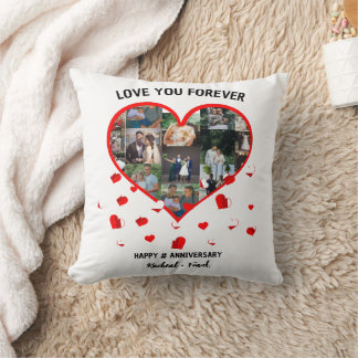 Coussin Collage photo de l'anniversaire de mariage personn
