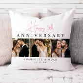 Coussin Collage photo de l'anniversaire de mariage personn