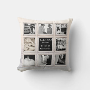 Coussin Collage Photo De Mariage D'Hiver Ou Neige Annivers