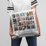 Coussin Collage photo des meilleurs amis<br><div class="desc">Coussin d'amitié moderne avec un collage photo de 20 de vous et votre bestie,  et le mignon dicton "les meilleurs amis sont difficiles à trouver parce que le meilleur est déjà à moi" dans un script et serif tendance police.</div>