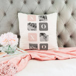 Coussin Collage photo en couple & Pastel rose & gris XOXO<br><div class="desc">Collage photo en couple & Pastel rose & gris XOXO</div>