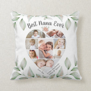 Coussin Collage photo en forme de coeur Best Nana Jamais