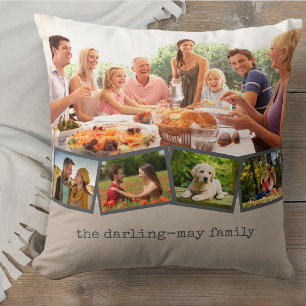 Coussin Collage photo et bande photo ZigZag champignon gri