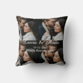 Coussin Collage photo joyeux anniversaire nom date simple  (Verso)