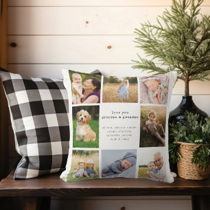 Coussin Collage photo Love You Grand-père & Grand-mère