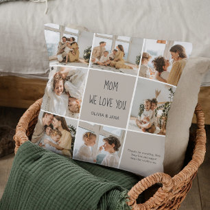 Coussin Collage Photo Maman We Love You - Personnalisé