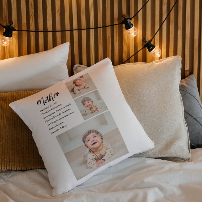 Coussin Collage Photo & Meilleure Mère Citation Beau Cadea (Créateur téléchargé)