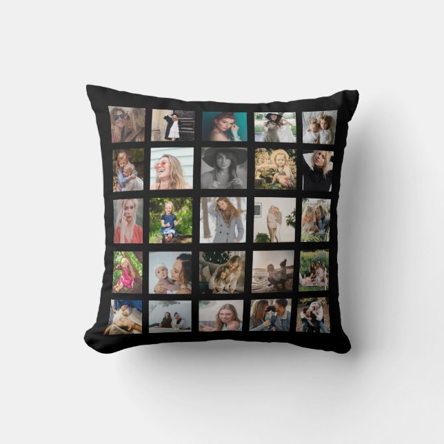 Coussin Collage Photo Moderne En Mémoire Affectueuse (Recto)