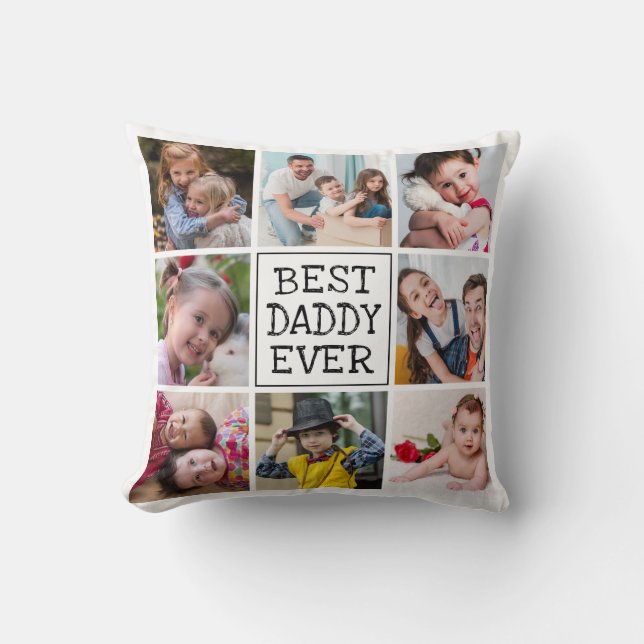 Coussin Collage photo moderne| Meilleur papa (Recto)
