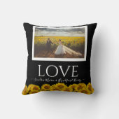 Coussin Collage photo moderne tournesol noir Mariage (Verso)