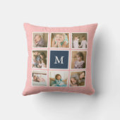 Coussin Collage photo monogramme avec couleur de fond modi (Verso)