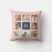 Coussin Collage photo monogramme avec couleur de fond modi (Recto)