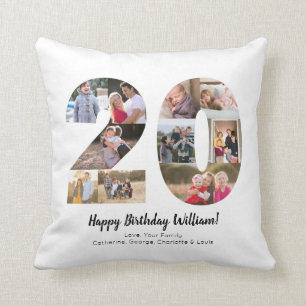 Coussin Collage Photo Personnalisé 20 Numéro Rustique Féli