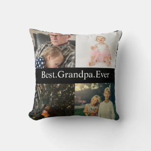 Coussin Collage photo personnalisé 4 Meilleur grand-père j